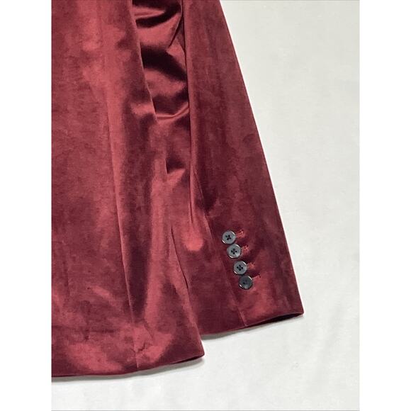 Express Velvet Blazer Double Breasted Womens XS Burgundy Red Holiday Formal - Picture 6 of 14